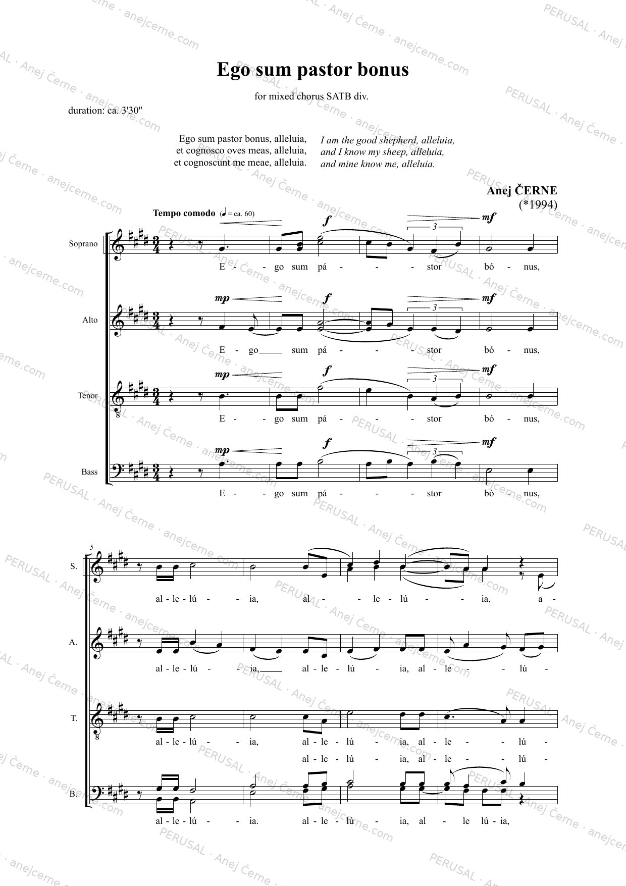 Ego sum pastor bonus — score preview