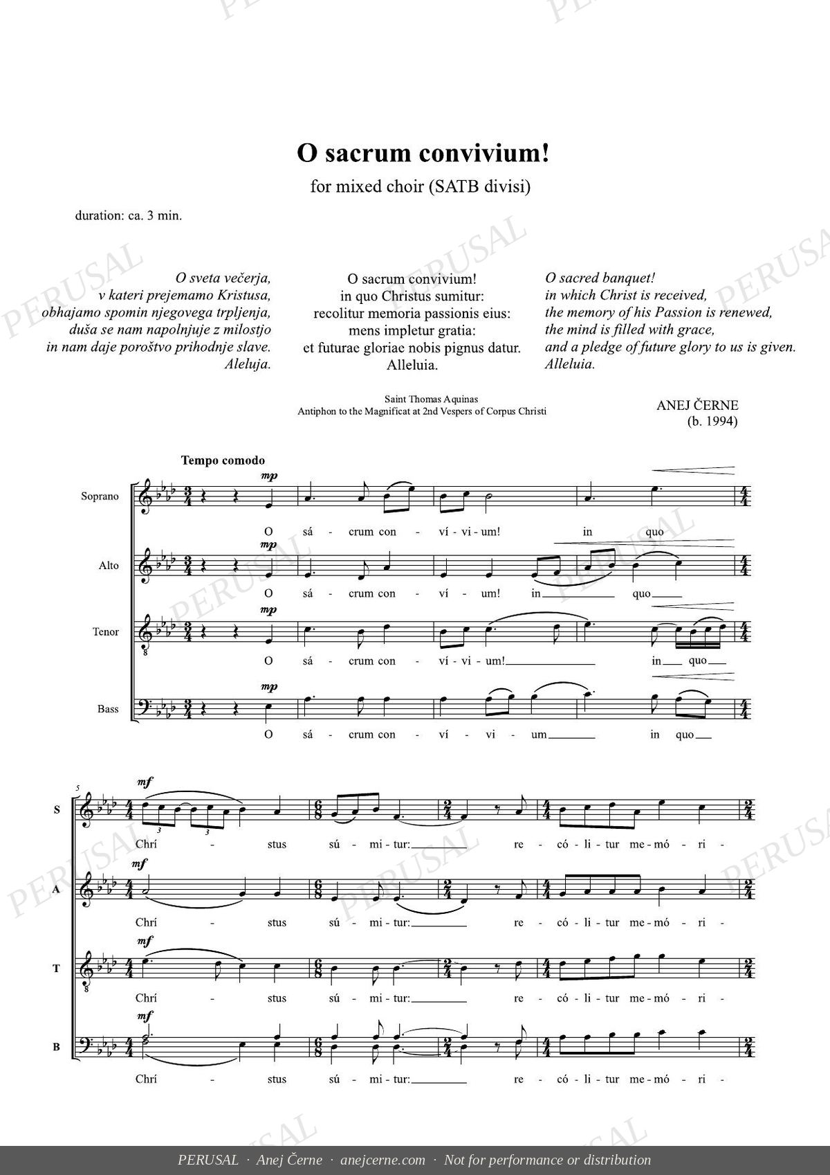 O sacrum convivium — score preview