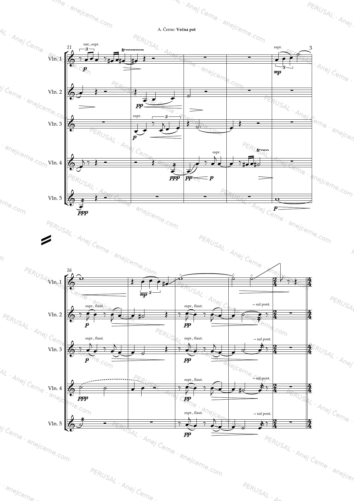 Večna pot — score preview, page 3